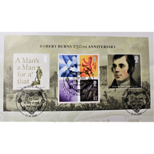 154 - 2009 - Robert Burns 250th Anniversary, 1996 Isle of Man Burns Crown BUNC on 2009 GB Burns min sheet ... 