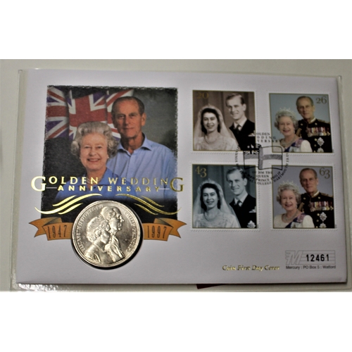 156 - 1997 - Royal Golden Wedding, 1997 Crown BUNC on 1997 Golden Wedding GB Set FDC