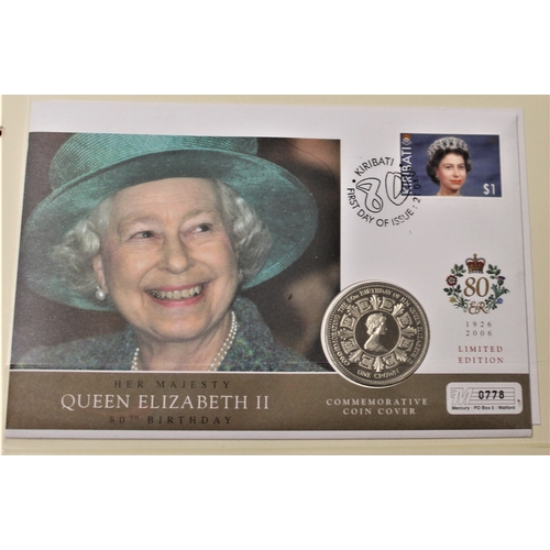 185 - H.M. Queen Elizabeth II 2006 - 80th Birthday. Excellent collection of coin and stamps covers (10). A... 