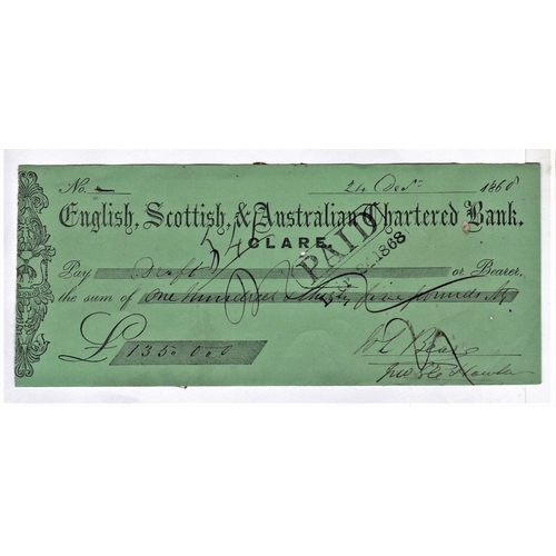 367 - English, Scottish & Australian Chartered Bank, Clare Branch 1868 used, order, black on green