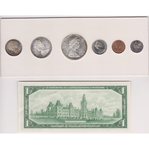 308 - Canada 1967 Centennial Dollar, UNC with 1967 Coin Year set, 1 cent to 1 dollar EF/AUNC