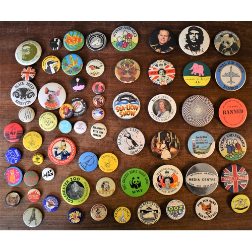 461 - Vintage Tin Pin Badges ranging from the 1970s onward including many Political and Royalty pin badges... 