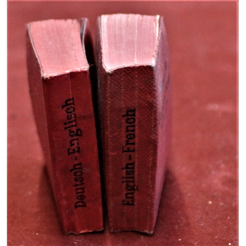 447 - Miniature Dictionaries (2) one French-English and the second German-English. Measure 5cm x 3/1/2cm. ... 