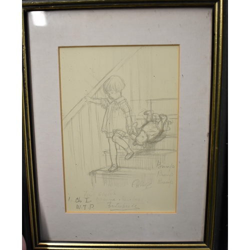 473 - Winnie the Pooh framed prints (3) taken from original sketches for 'The House at Pooh corner'. Pictu... 