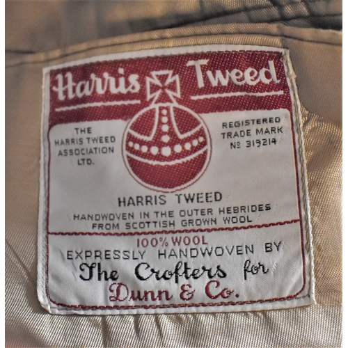 170 - Harris Tweed jacket made by Dunn & Co. Two large flapped hip pockets and one chest pocket.  Three bu... 