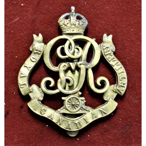 116 - Royal Canadian Artillery Pre-WWI cap badge, GRV cypher central, made by J.R. Gaunt & Sons London. (G... 