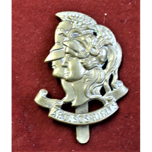 118 - British WWI 28th County of London Bn. (Artist Rifles) London Regiment Cap Badge, (Gilding-metal, sli... 