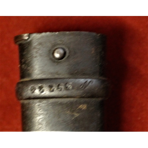 65 - French Model 1874 Epee Gras bayonet, marked Mre dArmes de St. Etienne 1878, the bayonet and scabb... 