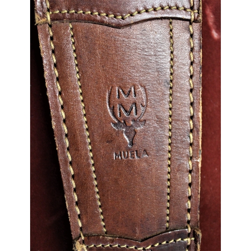 79 - Muela Brama Hunting knife, special edition double edged knife with leather sheath, etched Muela on o... 