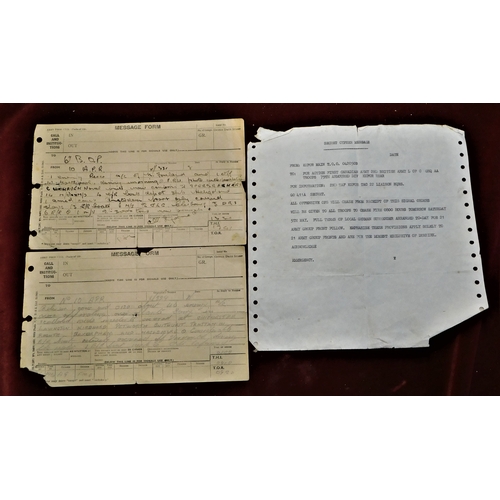 99 - British WWII Signals Collection of ephemera (3) including messages written on Army Forms for 10 ARP ... 