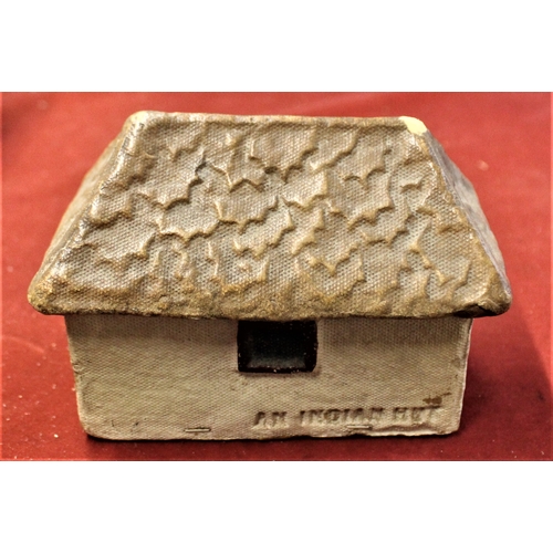 111 - Vintage-Money Box-Papier Mache Money Box in the style of an Indian Hut-(Church Mission Style) in wor... 