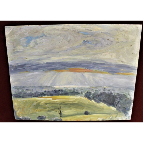 288 - Paintings (Landscapes) painted on board-measurements 35cm x 28cm good condition-unframed