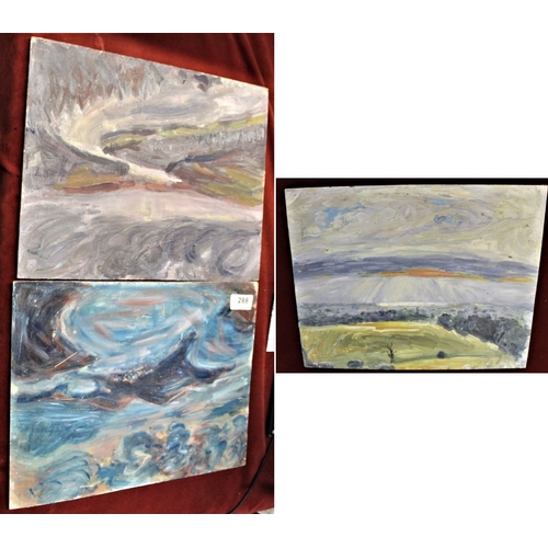 288 - Paintings (Landscapes) painted on board-measurements 35cm x 28cm good condition-unframed