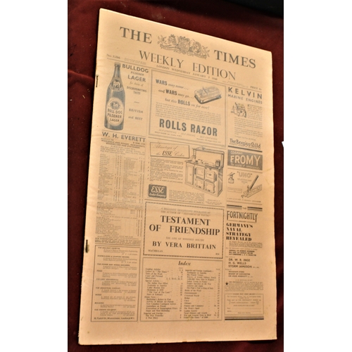 306 - Newspaper-'The Times' weekly WWII edition-3rd Jan 1940 rust staples other wise excellent condition