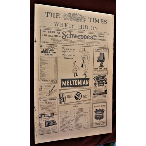 316 - The Times 1939-Dec13th-weekly WWII edition - rust staples other wise excellent