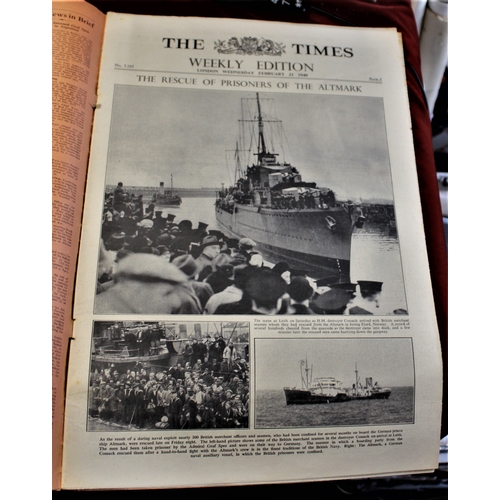 320 - The Times 1940-Feb 21st WWII weekly edition-rust staples, storage dust at spine edge-other wise exce... 