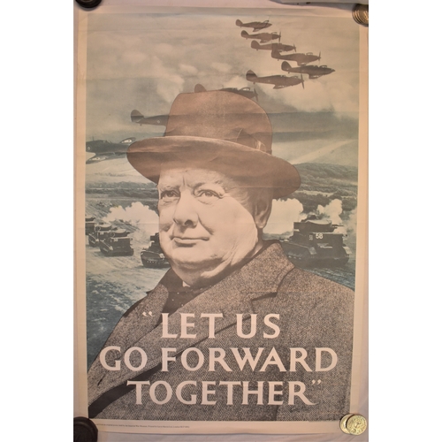 224 - Winston Churchill-'Let Us Go Forward Together'-reprint-measurements 73cm x 51cm-very good condition