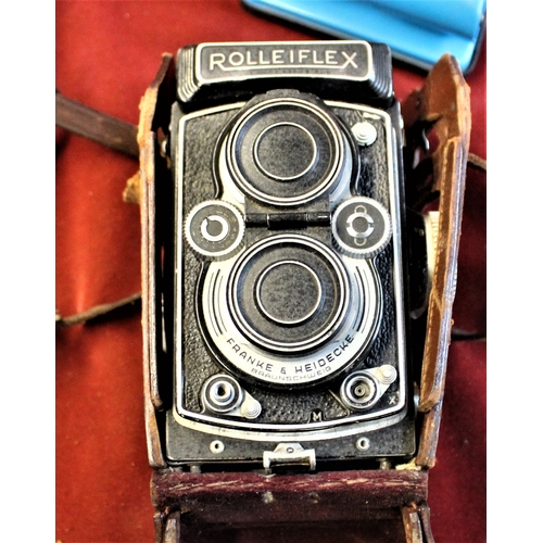 351 - Camera-Rolleiflex 3.5B x6 - 120 film medium format TLR Camera -Tessar 80mm F3.5 lens 26 in case-very... 