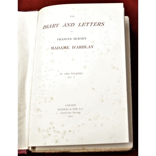 425 - Book-'The Diary and letters of Francis Burney-Madame D'Arblay-vol 1-published 1911-pages worn at edg... 