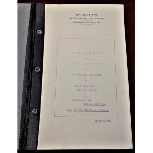 507 - Harrods Ltd Auctioneers Surveyors & Valuers. February 1939. A Valuation & Inventory of The Furniture... 