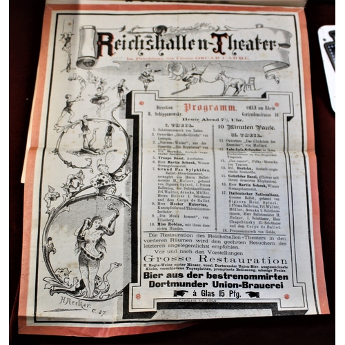 432 - Theatre (Memorabilia) Ticket Stubs and plan of Strasbourg on cover-map inside and theatre programme ... 