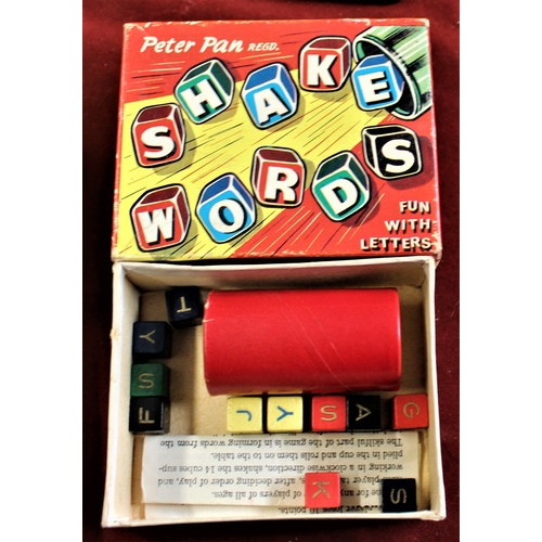 442 - Game-'Shake Words'-complete fun with letters by Peter Pan Reg'd and three other vintage games 'Domin... 