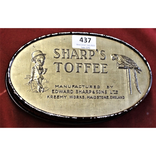 437 - Advertising-Sharp's Toffee Tin-vintage good condition oval with parrot & Storks