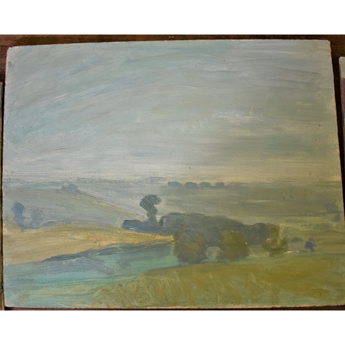 289 - Paintings (Landscapes) on board not canvas-measurements (2) 28cm x 20cm-28cm x 22cm-good condition-u... 