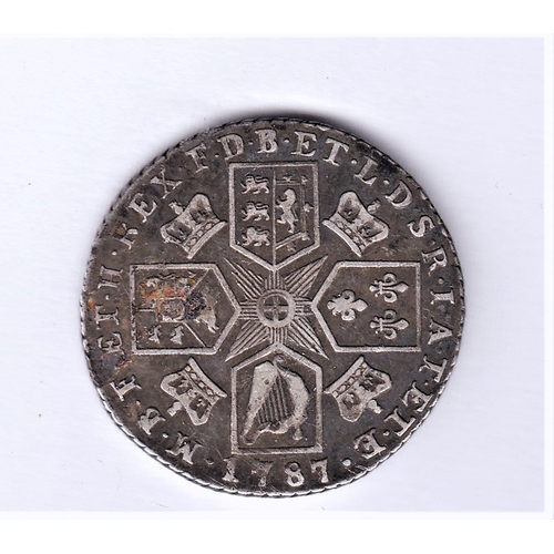 39 - Great Britain 1787 George III Shilling, VF, initialled 'M/S' as a love token.