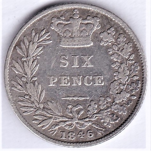 45 - Great Britain 1846 Victoria Sixpence, fine to good fine