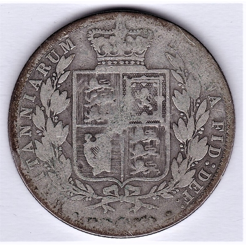 46 - Great Britain Victoria Young Head Halfcrown, VG/NF, clear date.