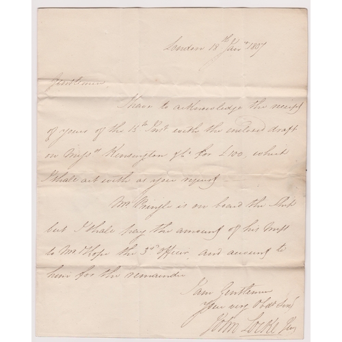 110 - Great Britain 1807 - EL dated 18th Jan 1808, London posted to Edinburgh-manuscript 1/1 red single ri... 