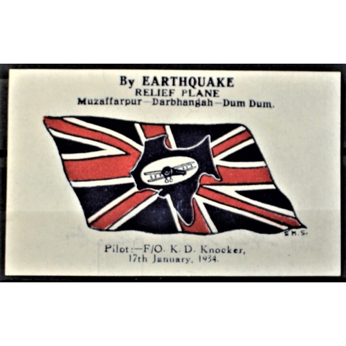 12 - Patriotic and Propaganda Cinderella Labels - 1934 India Earthquake Relief Plane label proof signed b... 