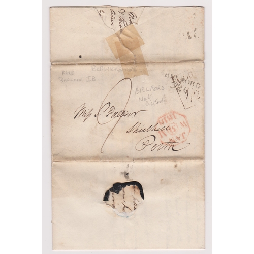 122 - Great Britain 1818-Northumberland EL dated 30th Jan 1818-posted to Perth two line Belford 820 cancel... 