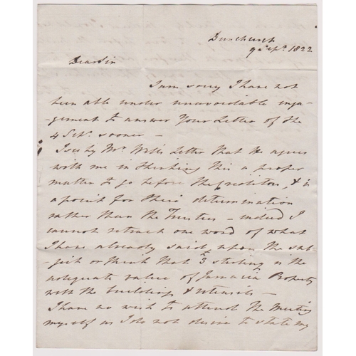126 - Great Britain 1822-EL dated 9th Sept 1822-Dimchurch posted to London-manuscript 9 partial red 2 line... 