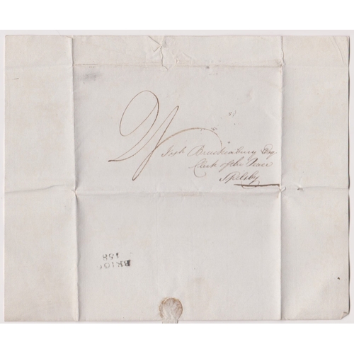 127 - Great Britain 1823-EL dates 11th July 1823 Brigg posted to Spilsby-black 2 line Brigg 158 cancel