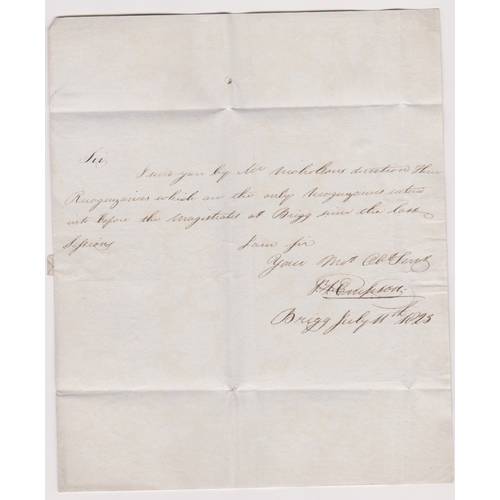 127 - Great Britain 1823-EL dates 11th July 1823 Brigg posted to Spilsby-black 2 line Brigg 158 cancel