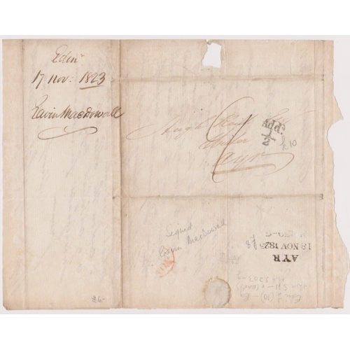 128 - Great Britain 1823-Scotand EL dated 17th Nov 1823 Edinburgh posted to Ayr-manuscript 9 with black ad... 