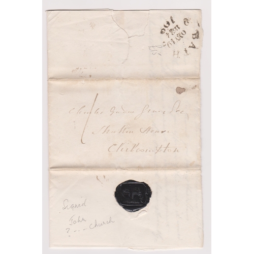 130 - Great Britain 1824-EL dated 18th May 1824-Bath posted to Chilcompton, Somerset-black Bath/OMYIA/1824... 