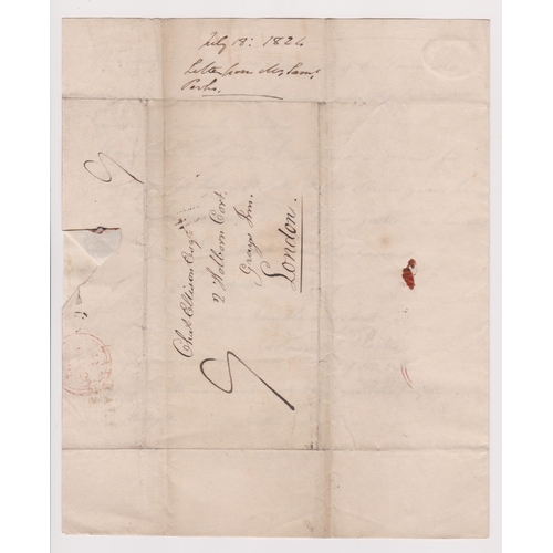 131 - Great Britain 1824-EL dated July 18th 1824-Walsall posted to London-manuscript 9 - 2line Walsall 128... 