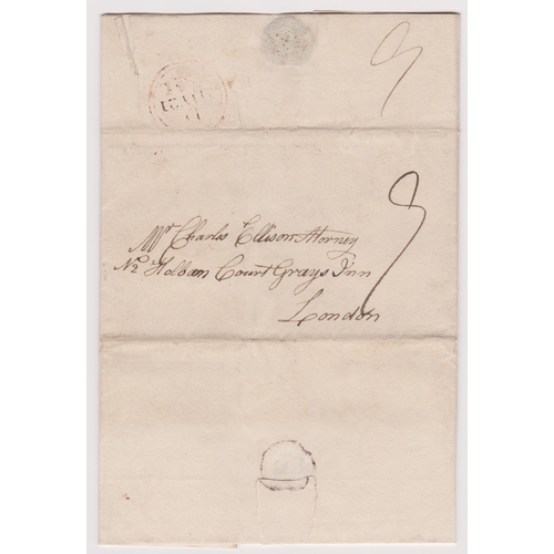 133 - Great Britain 1825-EL dated July 25th 1825 Walsall posted to London-manuscript 9-red 2 ring cancel J... 