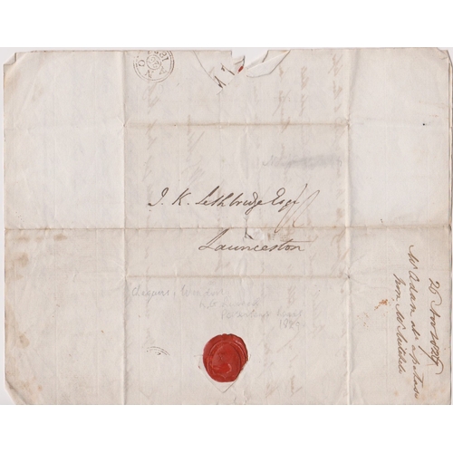 134 - Great Britain 1826-EL dated 26th Nov 1826-posted to Launceston cancelled black 2 ring No26 1826 canc... 