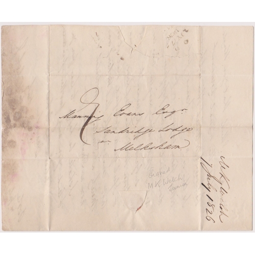 135 - Great Britain 1826-EL dated 7th July 1826 Poole posted to Melkesham-manuscript 9-Poole/2JY7/1826 can... 