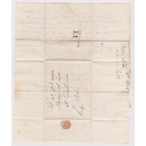 147 - Great Britain 1836-EL dated 13th Aug 1836 Cranbrook-manuscript 4-black 2 line Cranbrook 51 cancel
