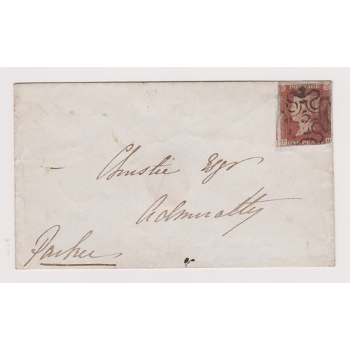 151 - Great Britain 1841 era-envelope posted with SG8-1d stamp cancelled with Maltese Cross number 5 cance... 