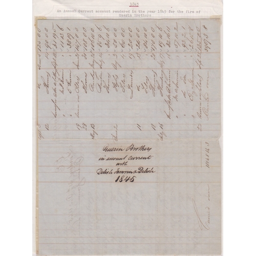 152 - Great Britain 1845-Social History Guerin Brothers Annual Current Account-dated 31st Dec 1845 London ... 