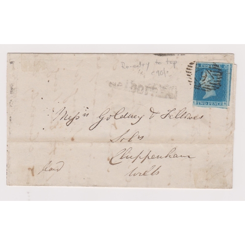 154 - Great Britain 1848-Large part of letter posted Edinburgh to Chippenham-cancelled with town numeral s... 