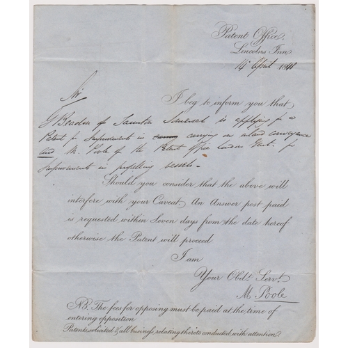 156 - Great Britain 1848-EL dated 14th April 1848 Patents Office-Lincoln Inn Showing Building Plan-partial... 