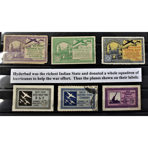 16 - Patriotic and Propaganda Cinderella Labels - group of (12) WWII Indian War Found Labels