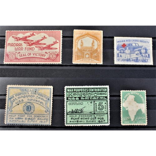 16 - Patriotic and Propaganda Cinderella Labels - group of (12) WWII Indian War Found Labels